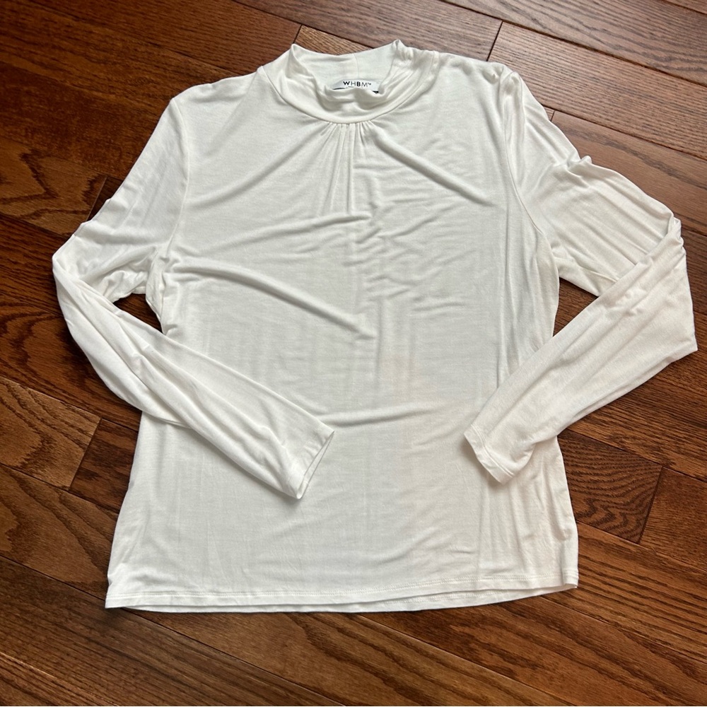 WHBM Like new- White House Black Market White Long Sleeve Top